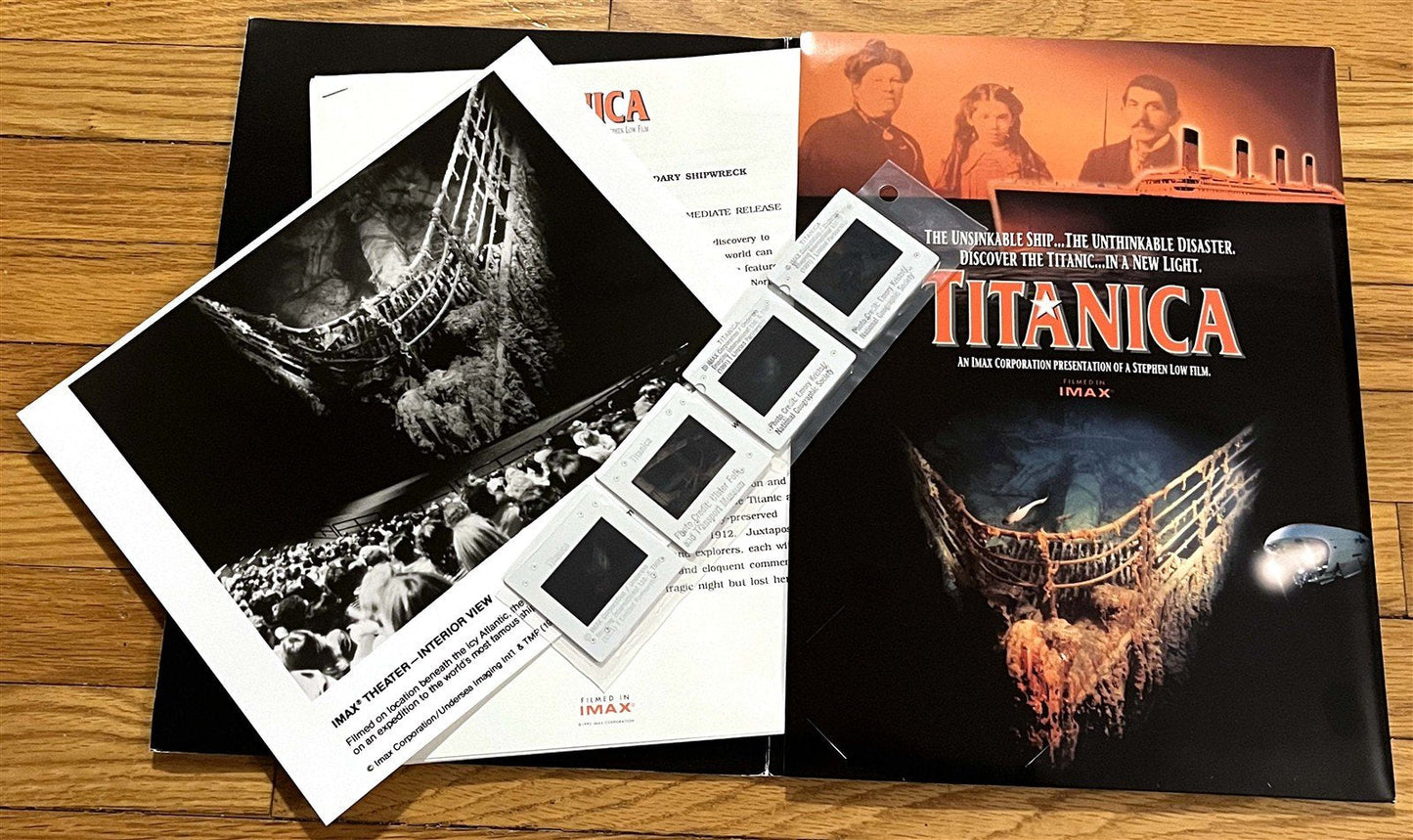 Leonard Nimoy Imax's TITANICA media press kit with slides & photo