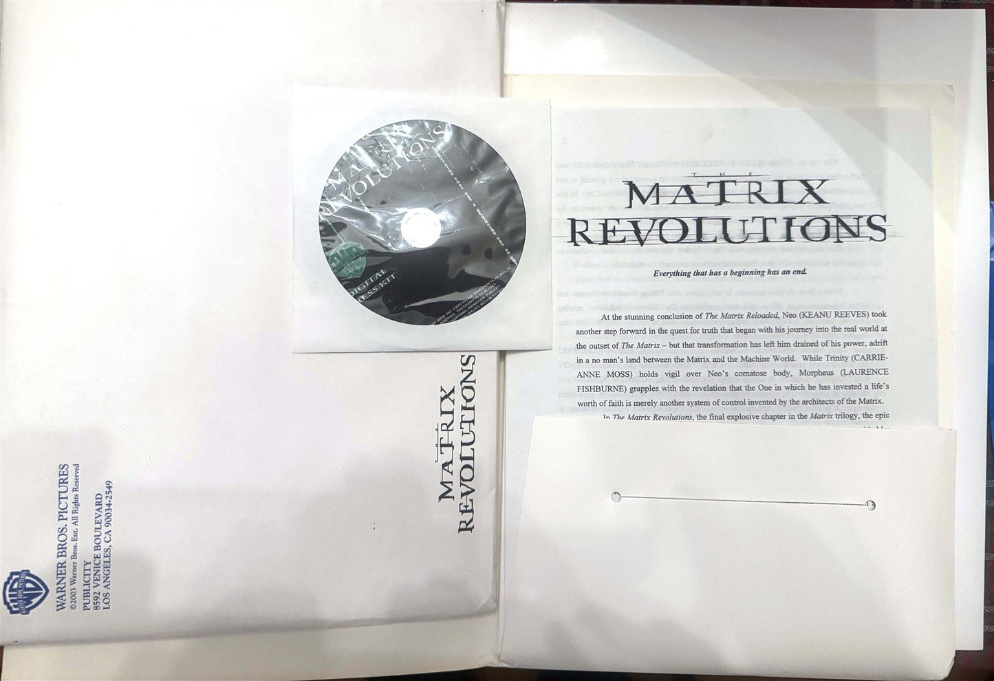 Keanu Reeves MATRIX REVOLUTIONS Carrie-Anne Moss CD media press kit