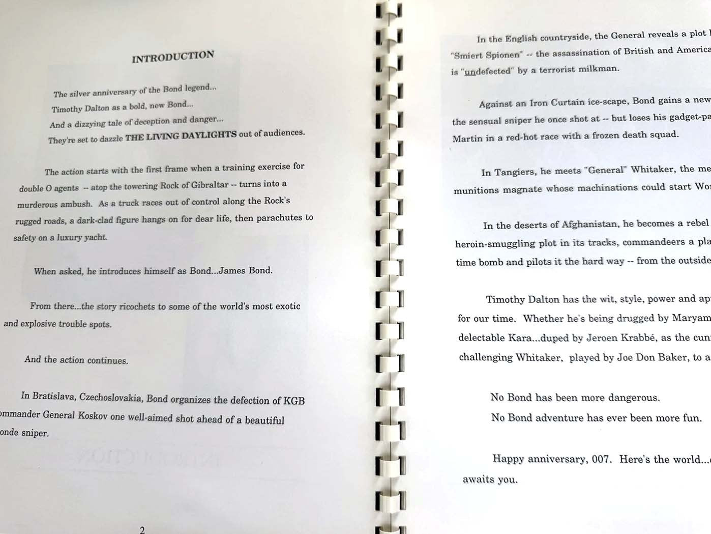 James Bond 007 Timothy Dalton LIVING DAYLIGHTS Promotional Guide 1987