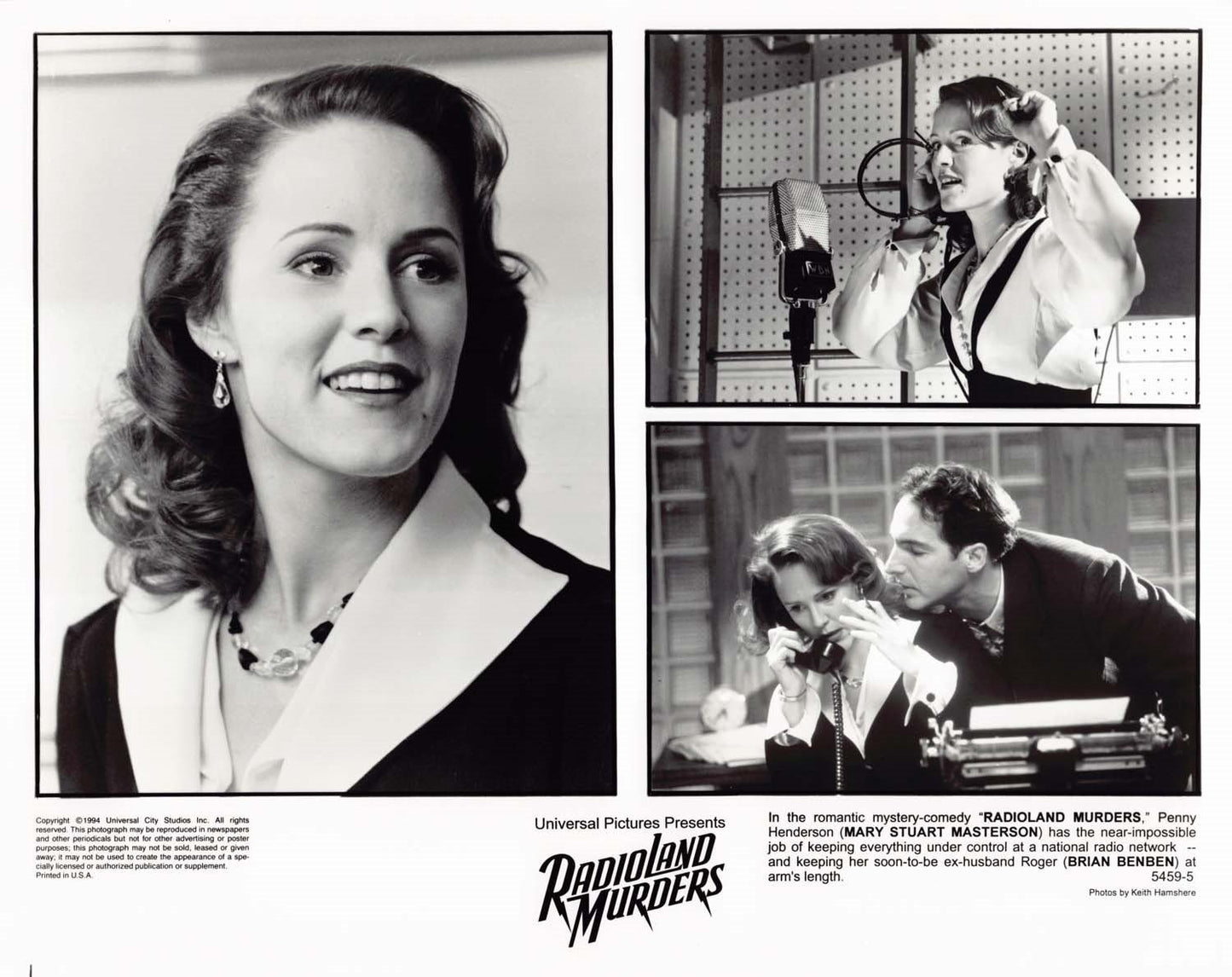 Brian Benben RADIOLAND MURDERS Mary Stuart Masterson original press photos 1994