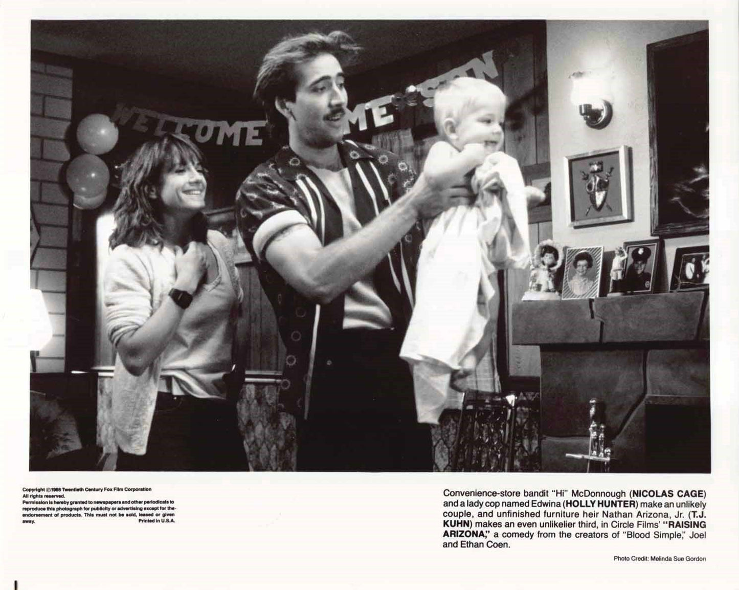 Nicolas Cage RAISING ARIZONA Holly Hunter original press photo 1986