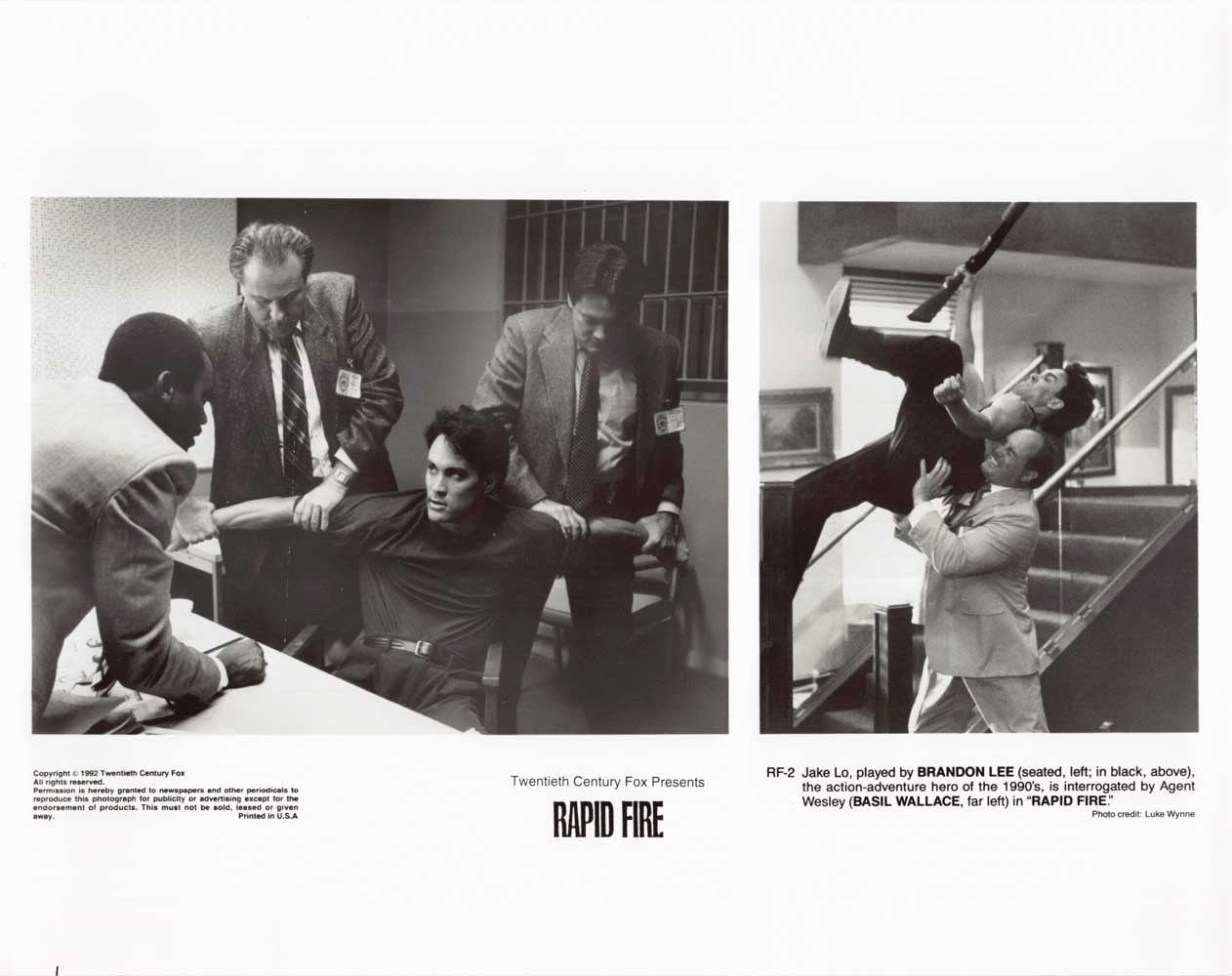 Brandon Lee RAPID FIRE Basil Wallace original 10x8 press photo 1992