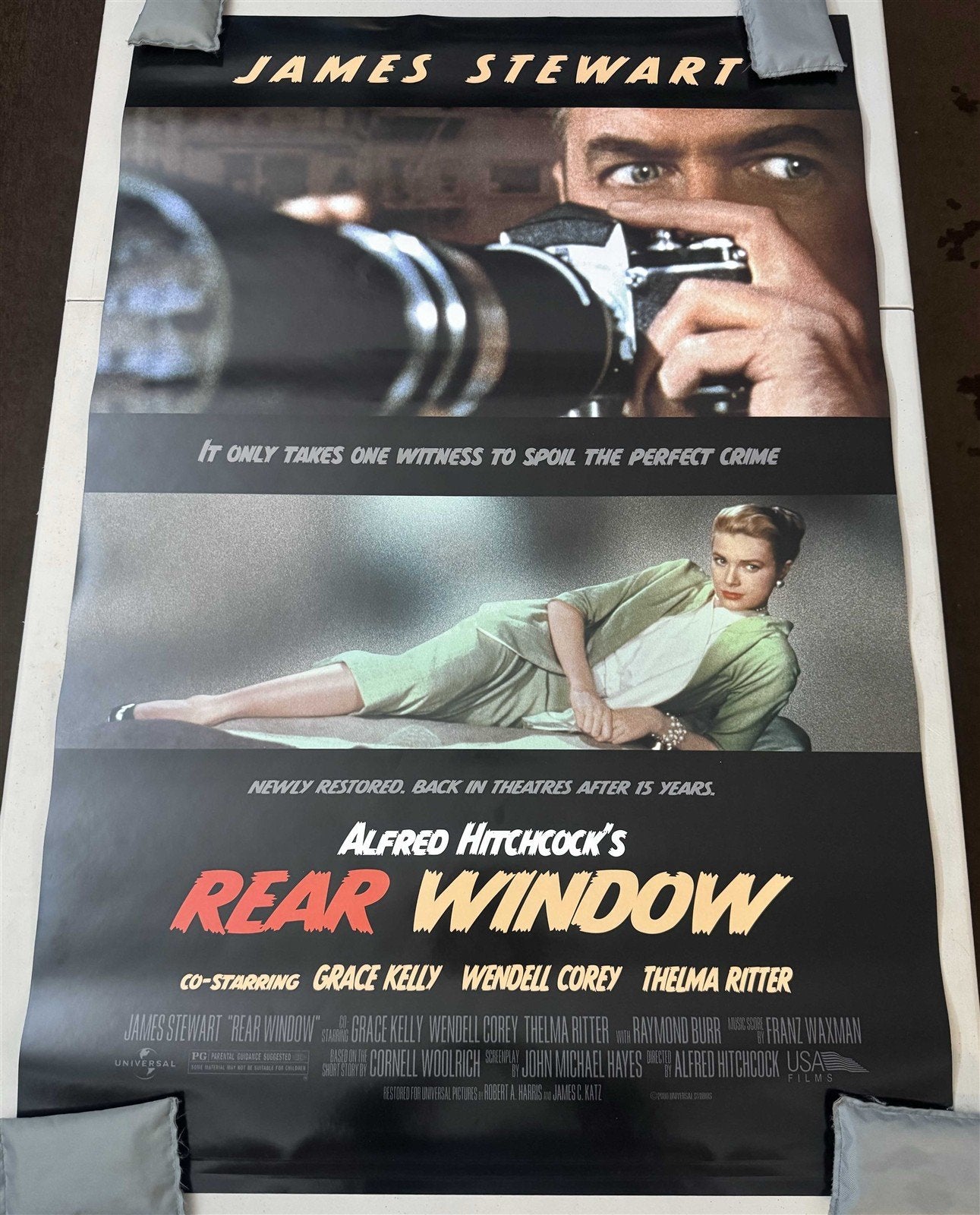 James Stewart REAR WINDOW original REISSUE movie poster 1-Sheet Alfred Hitchcock