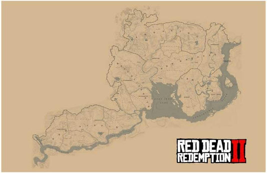 RED DEAD REDEMPTION 2 video game map poster 17x11