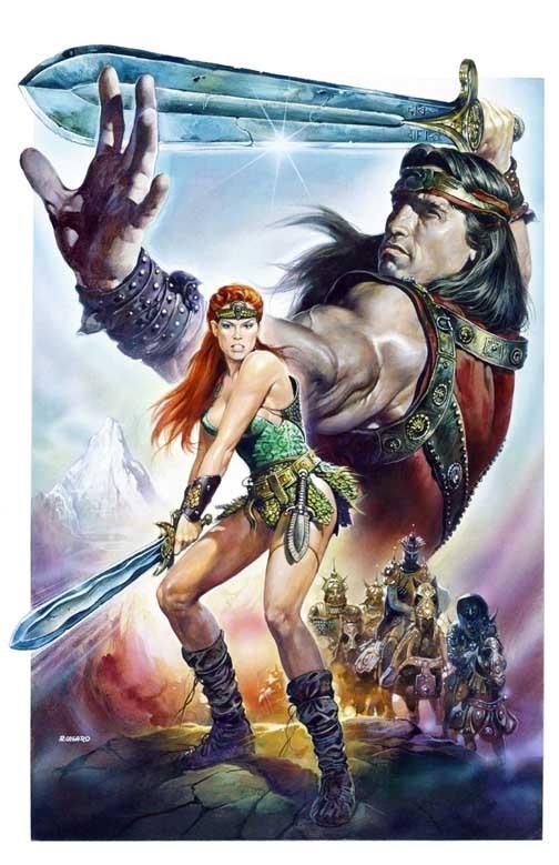 Brigitte Nielsen RED SONJA Arnold Schwarzenegger artwork poster 11x17