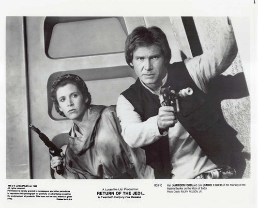Harrison Ford Star Wars RETURN OF THE JEDI Carrie Fisher press photo 1983
