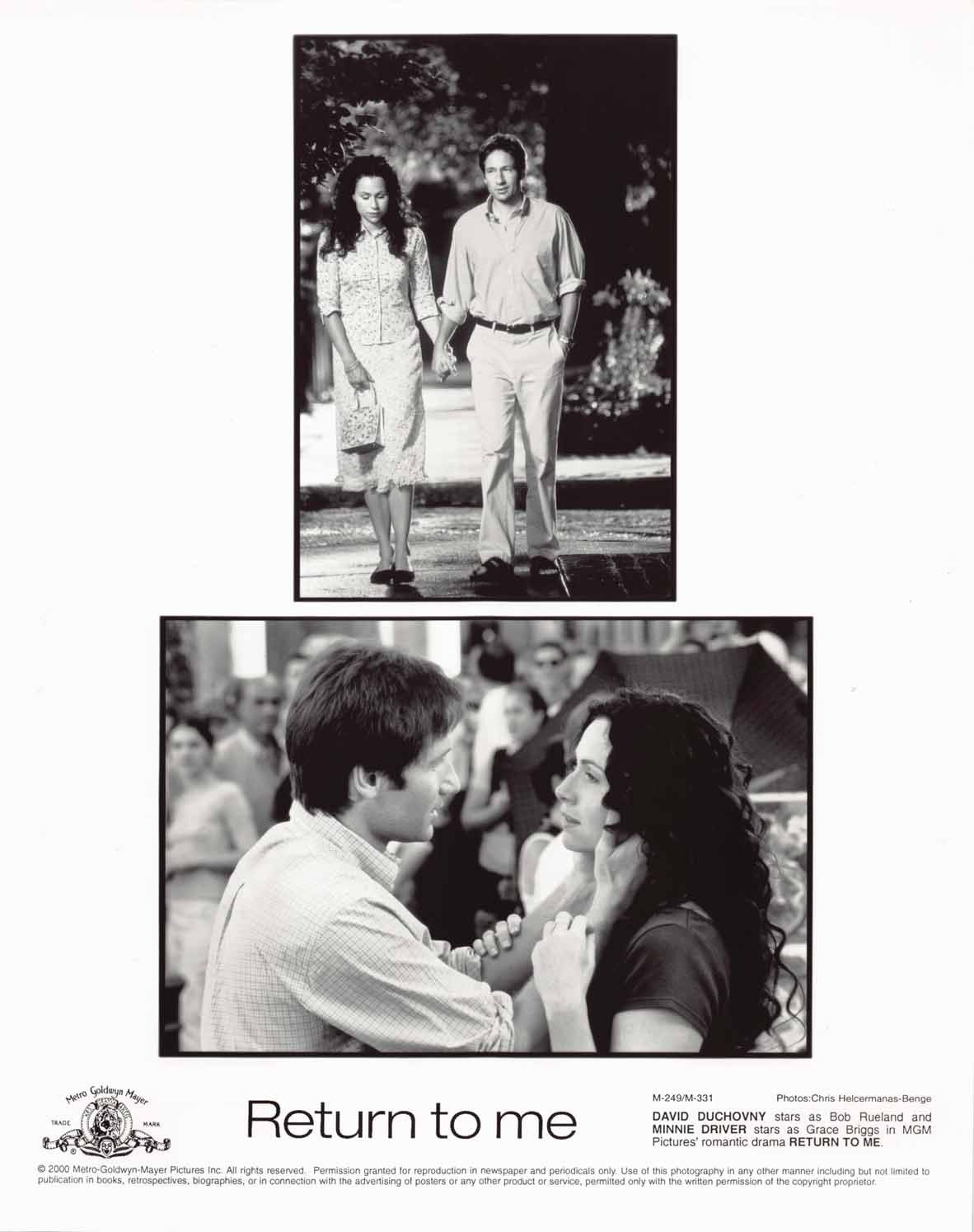 Minnie Driver RETURN TO ME David Duchovny original 8x10 press photo