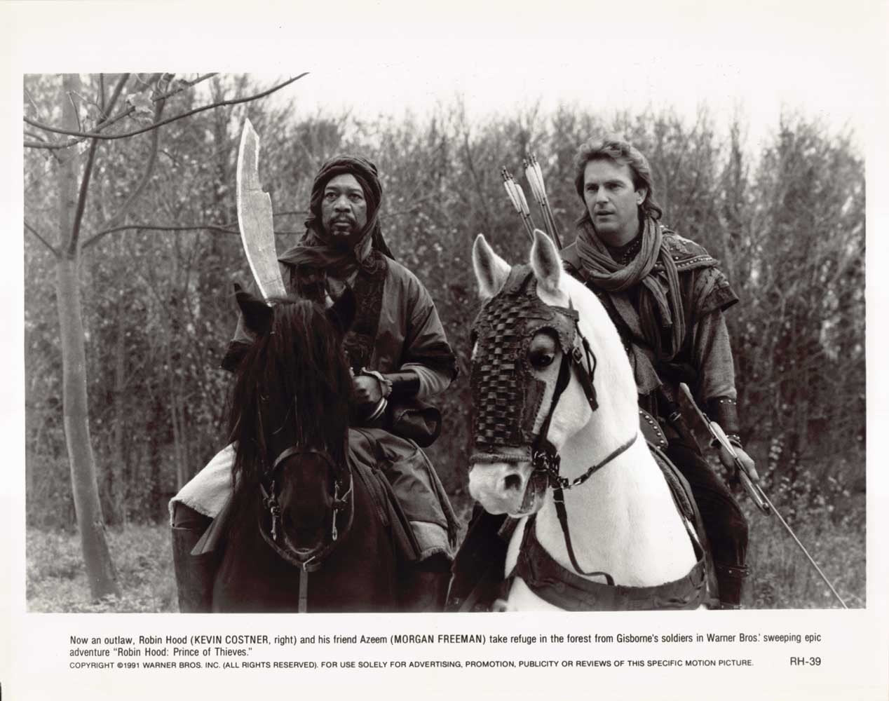 Kevin Costner ROBIN HOOD Morgan Freeman original 10x8 press photo 1991