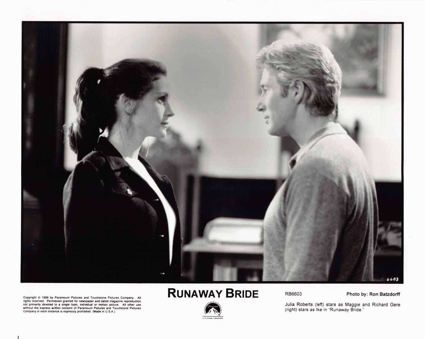 Richard Gere RUNAWAY BRIDE Julia Roberts original 8x10 press photos 1999