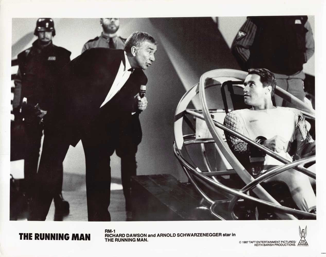 Arnold Schwarzenegger RUNNING MAN Richard Dawson original press photo 1987