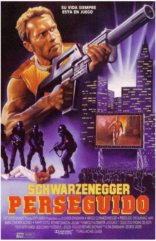 Arnold Schwarzenegger THE RUNNING MAN Richard Dawson int movie poster 11x17