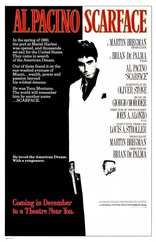 Al Pacino SCARFACE advance movie poster 11x17 Brian De Palma