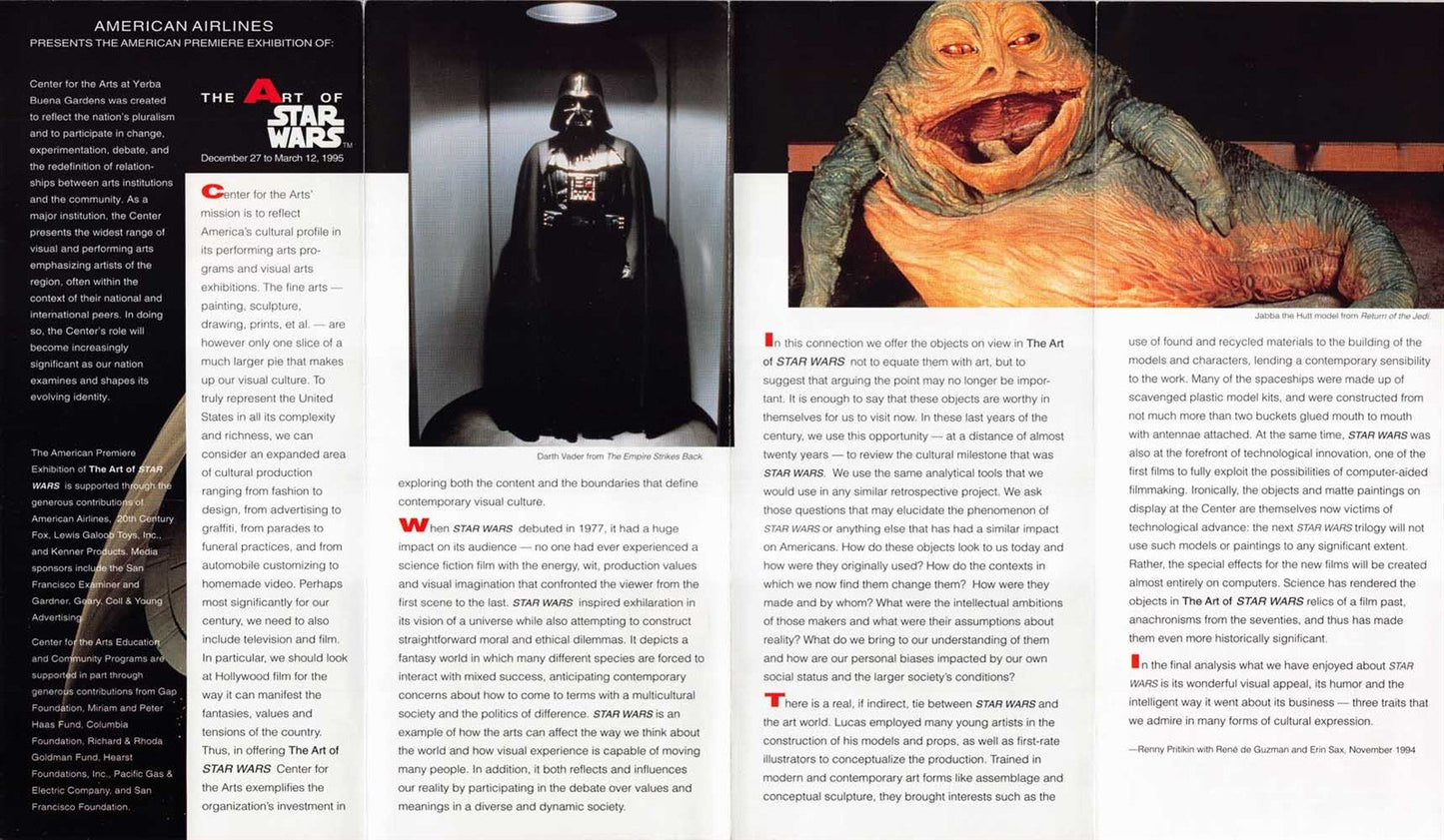 Yerba Buena Gardens ART OF STAR WARS brochure sell sheet 1995