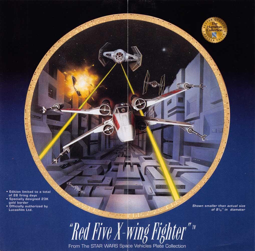 Hamilton Collection STAR WARS Red Five X-Wing Fighter plate sell sheet 1995