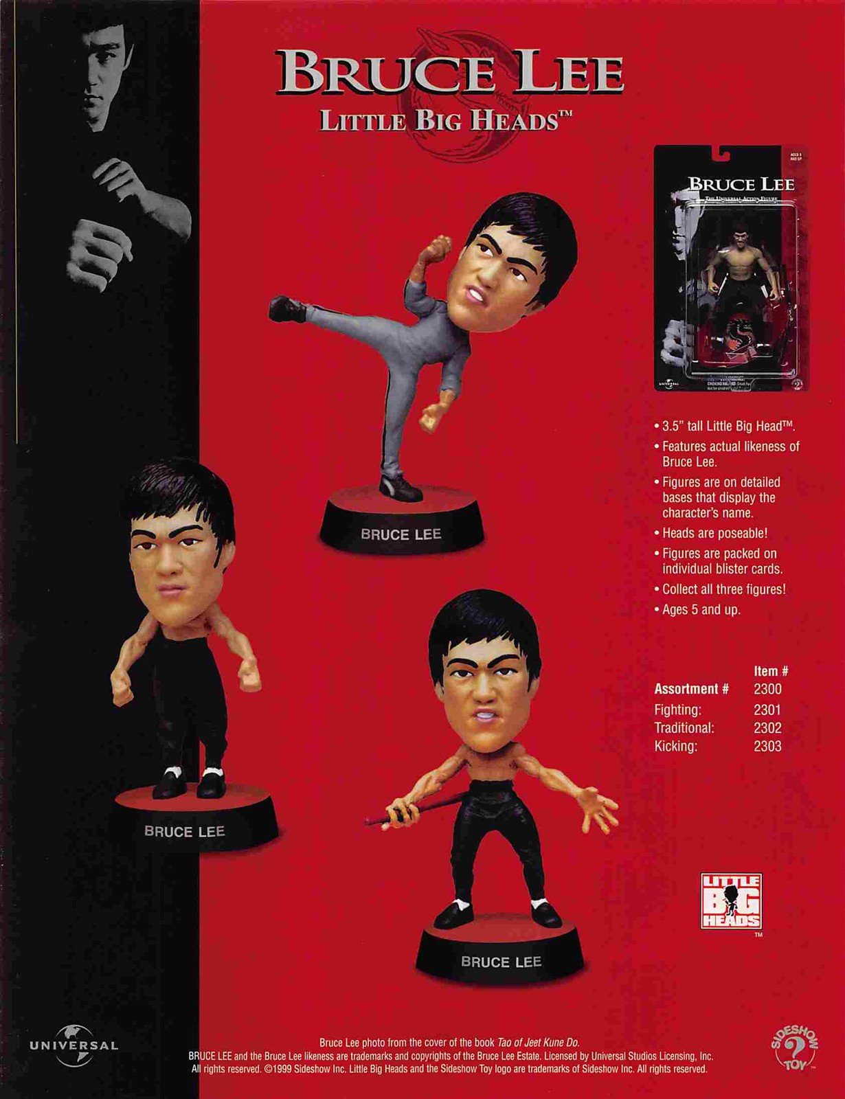 Sideshow Toy BRUCE LEE Little Big Heads sell sheet 1999
