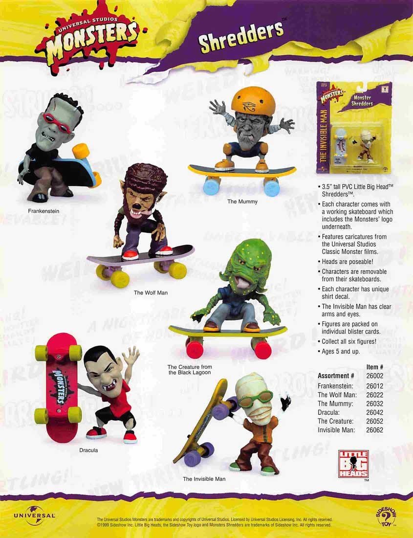 Sideshow Toy UNIVERSAL MONSTERS Shredders sell sheet 1999