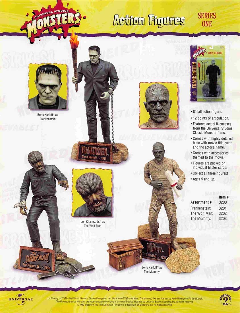 Sideshow Toy UNIVERSAL MONSTERS Action Figures Series One sell sheet 1999