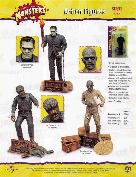 Sideshow Toy UNIVERSAL MONSTERS Action Figures Series One sell sheet 1999