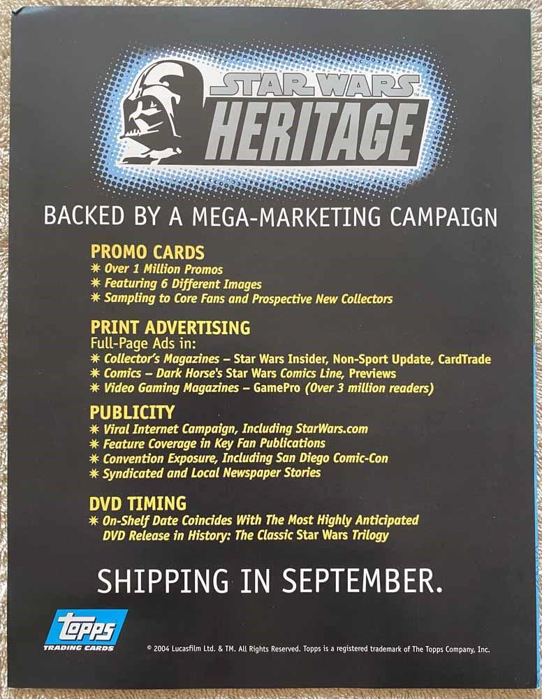 Topps STAR WARS HERITAGE trading cards sell sheet 2004