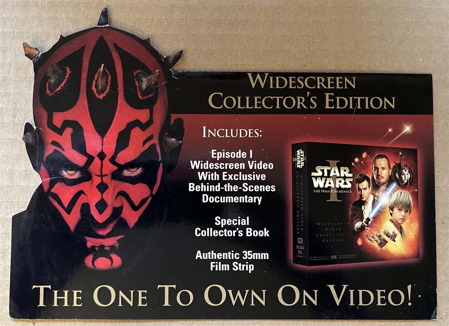 STAR WARS PHANTOM MENACE store display die-cut shelf talker DVD Widescreen