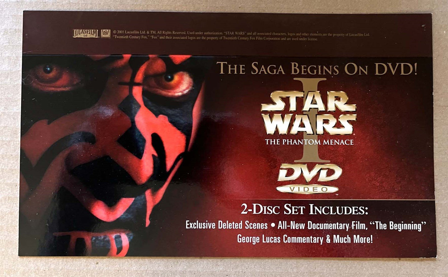 STAR WARS PHANTOM MENACE store display shelf talker DVD release