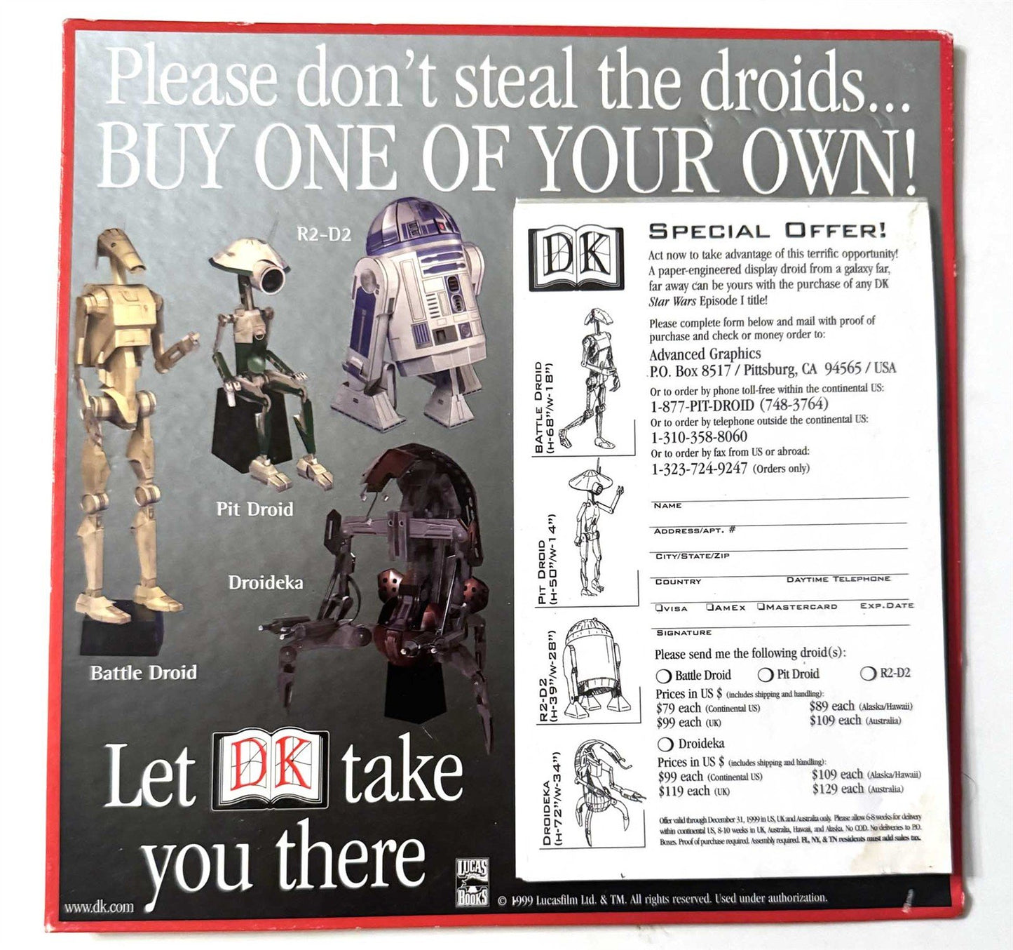 DK Books STAR WARS Droids Mail-away offer store counter standee