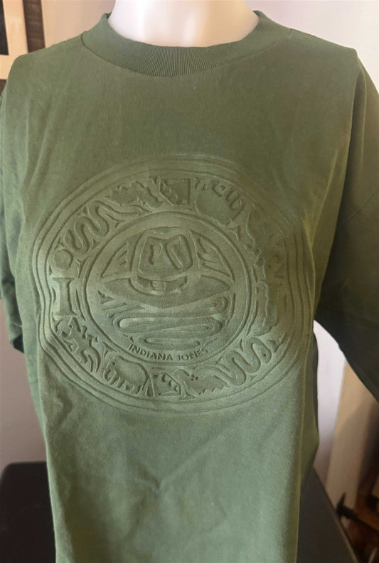 1990's INDIANA JONES vintage USA embossed green tee shirt Large