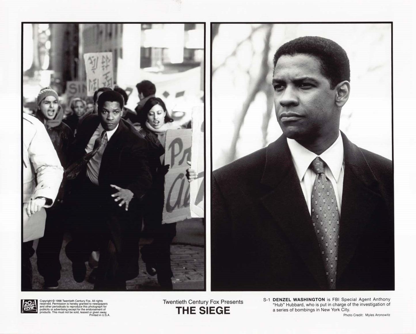 Annette Benning THE SIEGE Denzel Washington 1998 original 8x10 press photos