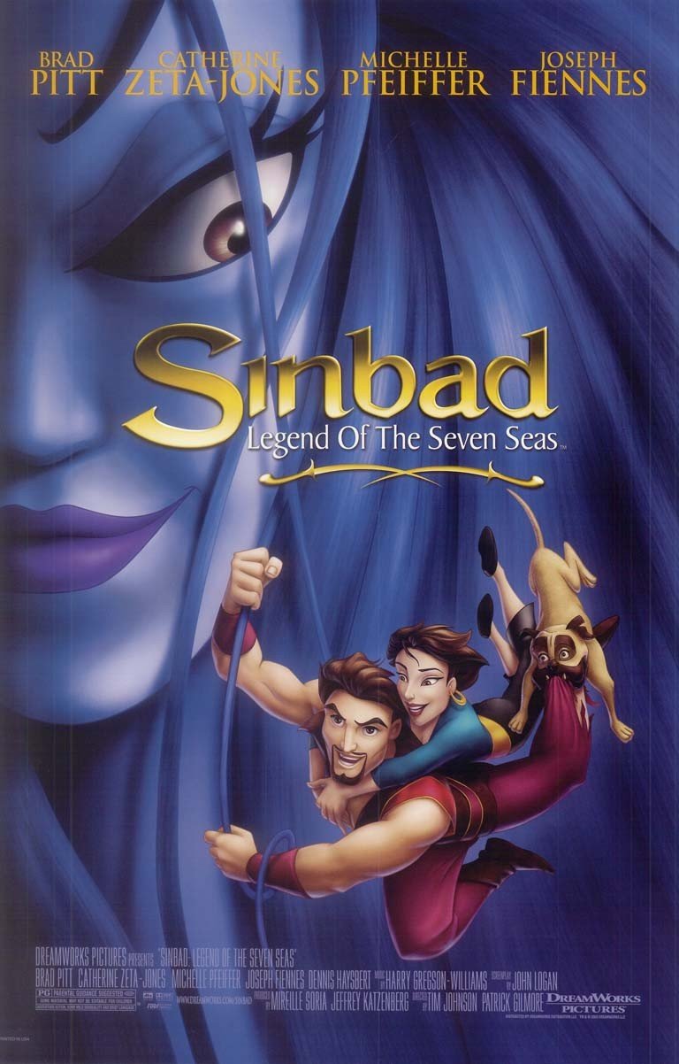 Brad Pitt SINBAD Catherine Zeta-Jones original studio movie poster 11x17