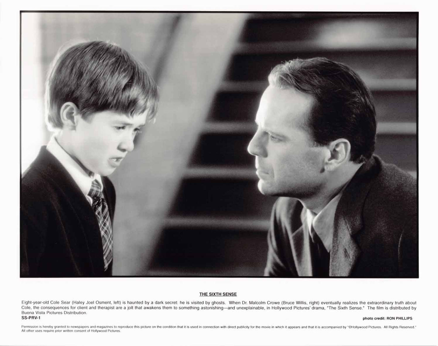 Bruce Willis THE SIXTH SENSE original 8x10 press photos 1999