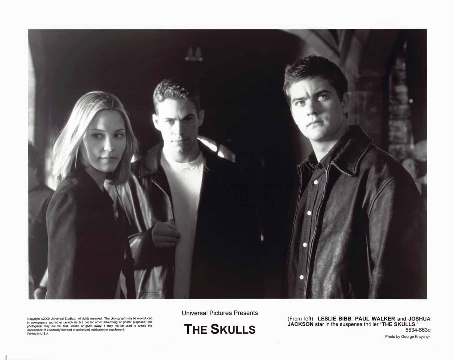 Paul Walker Leslie Bibb THE SKULLS Joshua Jackson original 8x10 press photos