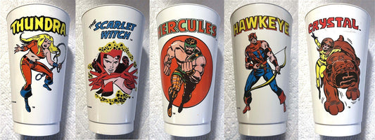 7-11 Slurpee vintage cups 1975 Marvel Comic Group lot of 5