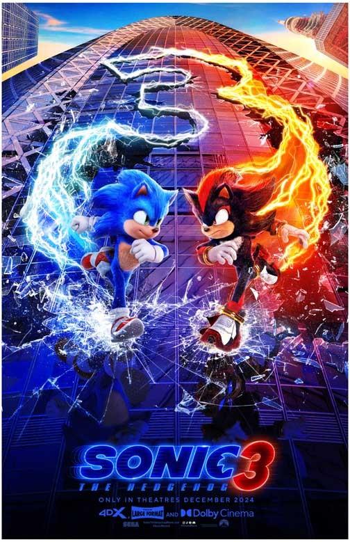 Ben Schwartz SONIC THE HEDGEHOG 3 advance movie poster 11x17