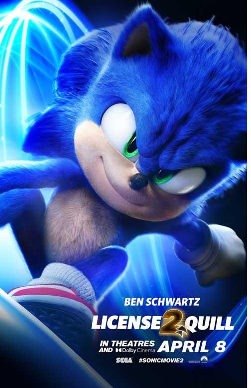 Ben Schwartz SONIC THE HEDGEHOG LICENSE 2 QUILL advance movie poster 11x17