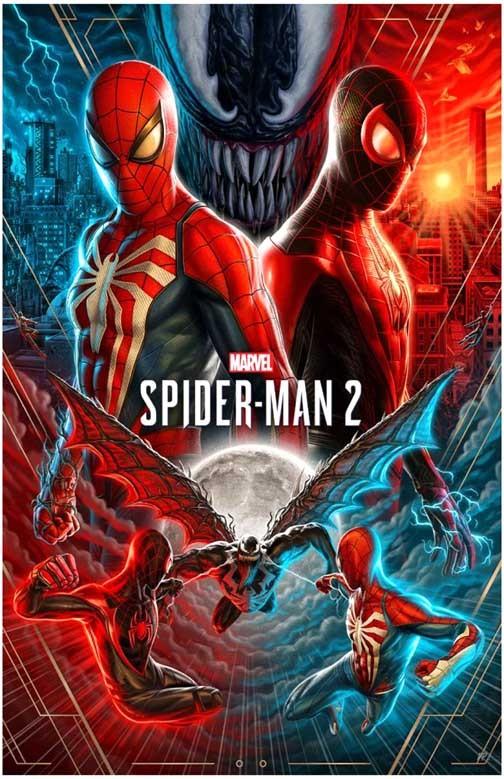 Sony Insomniac SPIDER-MAN 2 collage video game poster 11x17