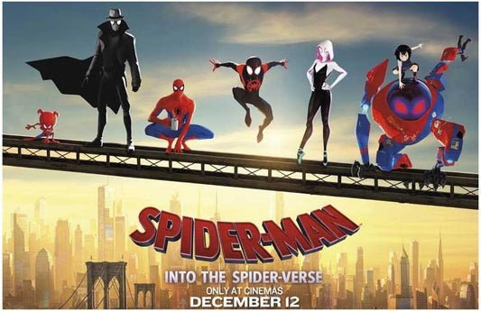 SPIDER-MAN INTO THE SPIDER-VERSE cast movie poster 17x11