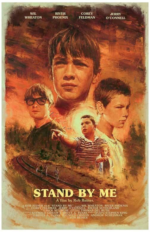 Jerry O'Connell STAND BY ME Wil Wheaton art movie poster 11x17 Rob Reiner