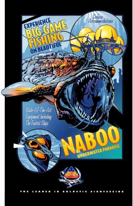 Disney STAR WARS 'Naboo' retro travel theme park poster 11x17 Star Tours