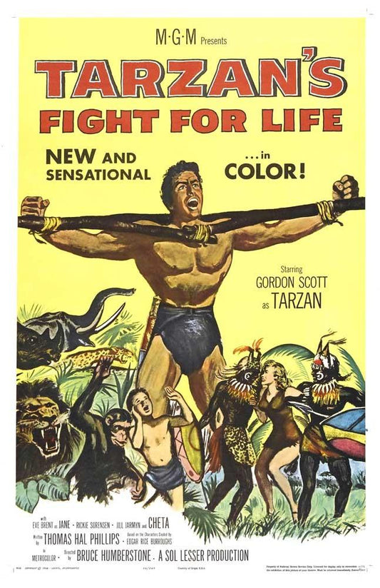 Gordon Scott TARZAN'S FIGHT FOR LIFE movie poster 11x17