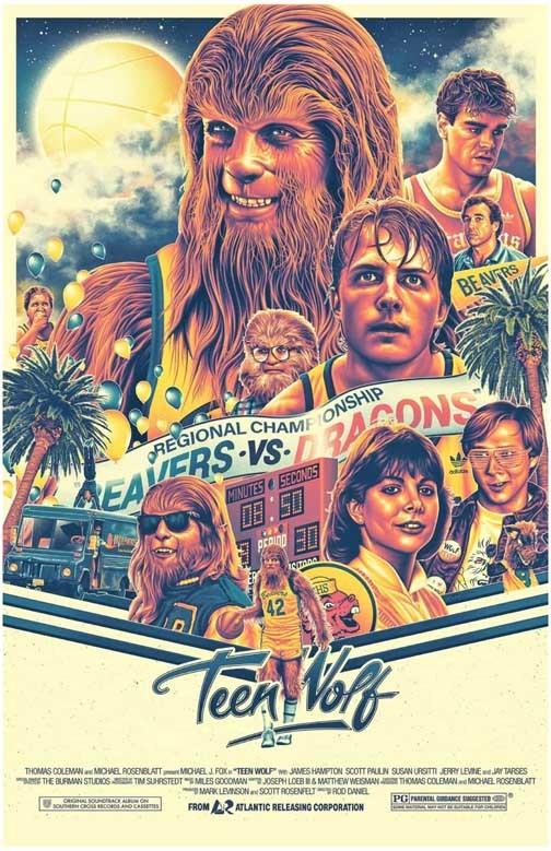 Michael J. Fox TEEN WOLF cast art movie poster 11x17