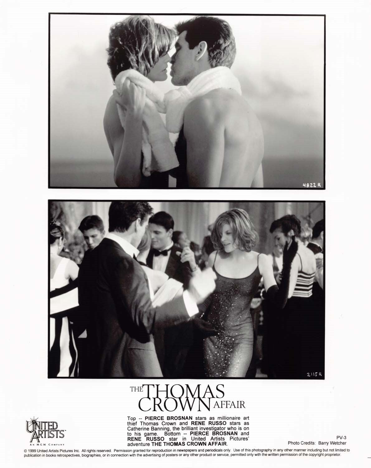 Pierce Brosnan THOMAS CROWN AFFAIR Rene Russo 1999 original 8x10 press photos