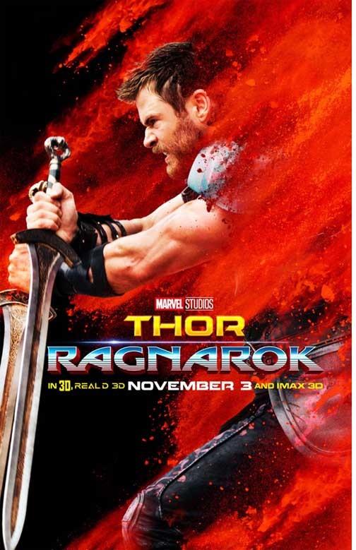 Chris Hemsworth THOR RAGNAROK advance movie poster 11x17