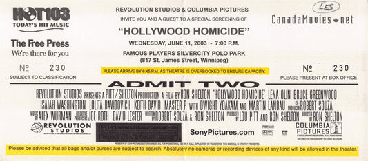 Harrison Ford HOLLYWOOD HOMICIDE Josh Hartnett premiere ticket 2003