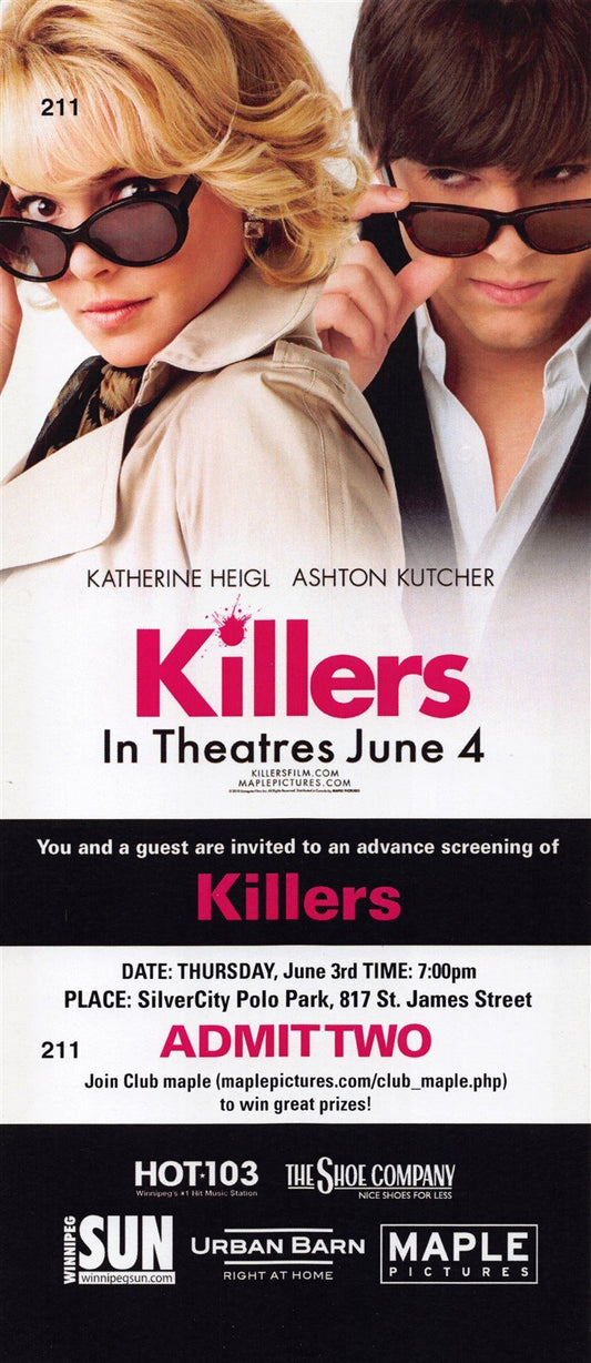 Ashton Kutcher KILLERS Tom Selleck Catherine O'Hara premiere ticket 2010