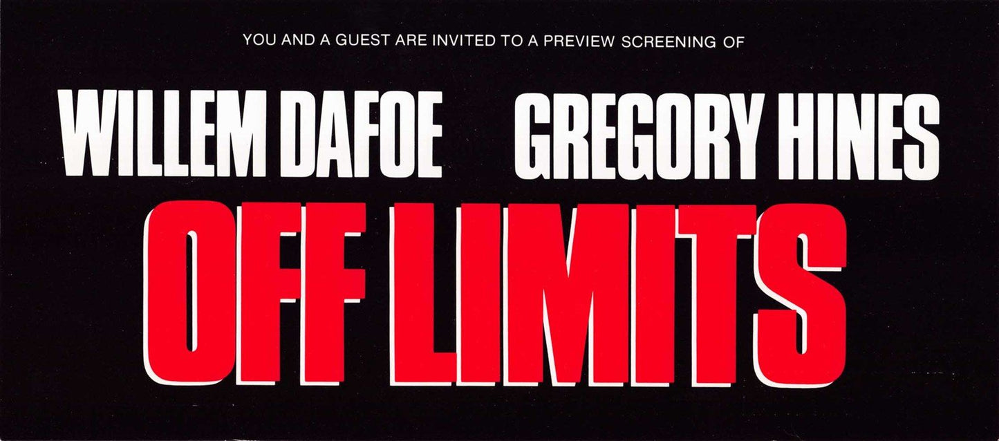 Willem Dafoe OFF LIMITS Gregory Hines premiere ticket 1988
