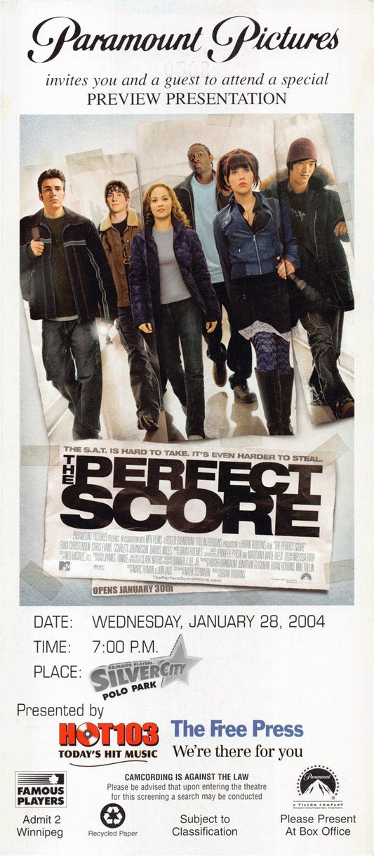 THE PERFECT SCORE premiere ticket 2004