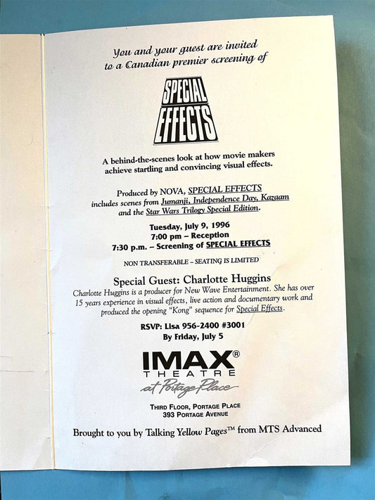 Imax SPECIAL EFFECTS original premiere ticket Star Wars King Kong 1996