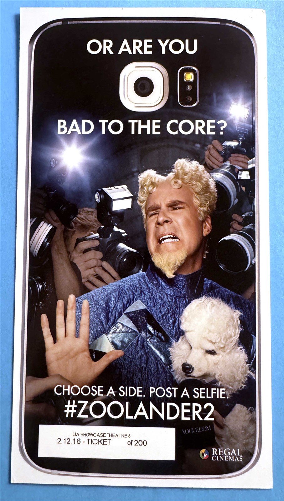 Ben Stiller ZOOLANDER 2 Will Ferrell Regal Collectible ticket 2016