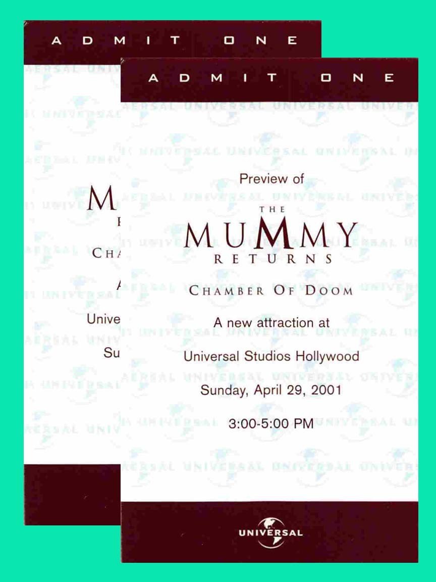 Brendan Fraser THE MUMY RETURNS Rachel Weisz World Premiere package tickets 2001