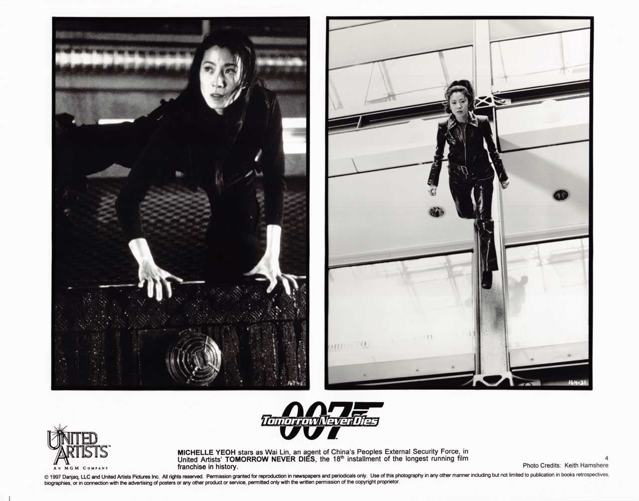 Michelle Yeoh TOMORROW NEVER DIES original 10x8 press photo 1997 James Bond 007